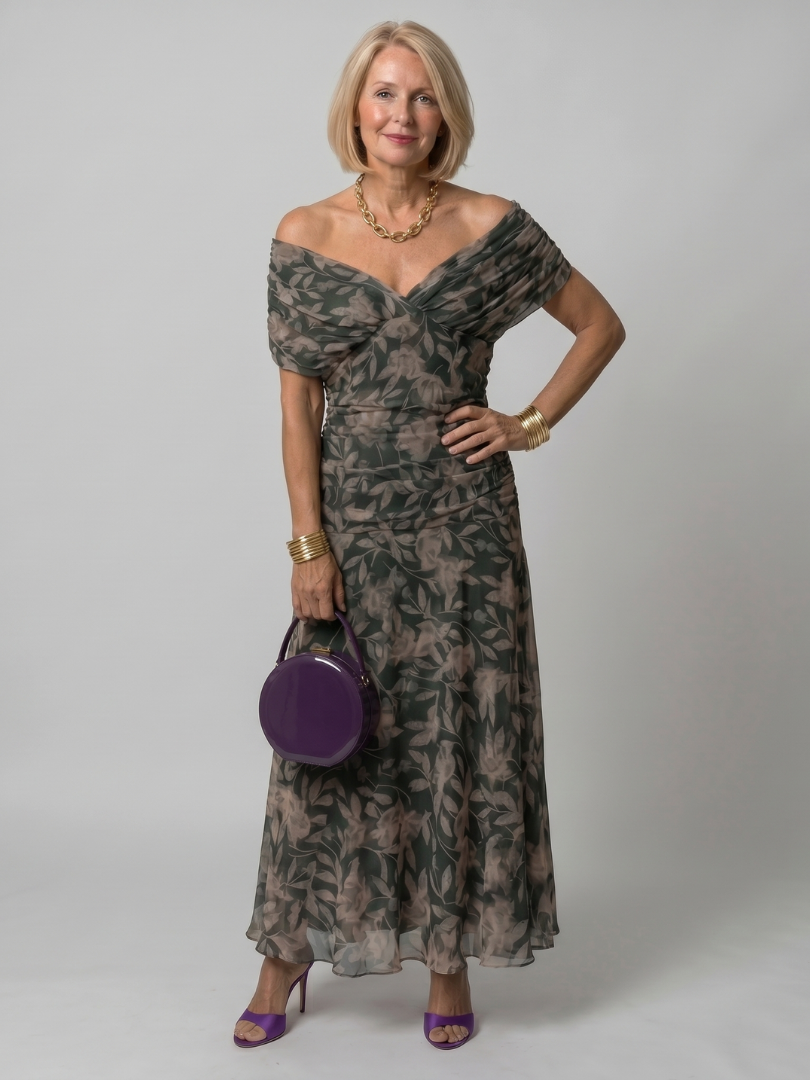 Jacqueline | Off Shoulder Flow Midi Dress