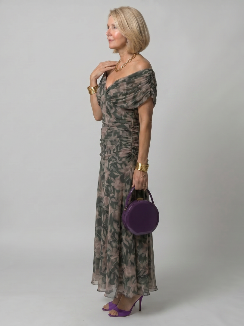 Jacqueline | Off Shoulder Flow Midi Dress