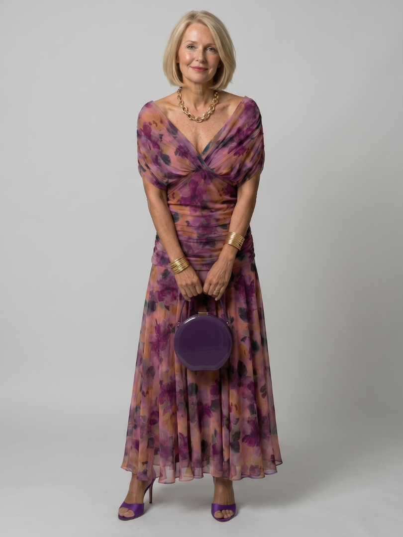 Jacqueline | Off Shoulder Flow Midi Dress