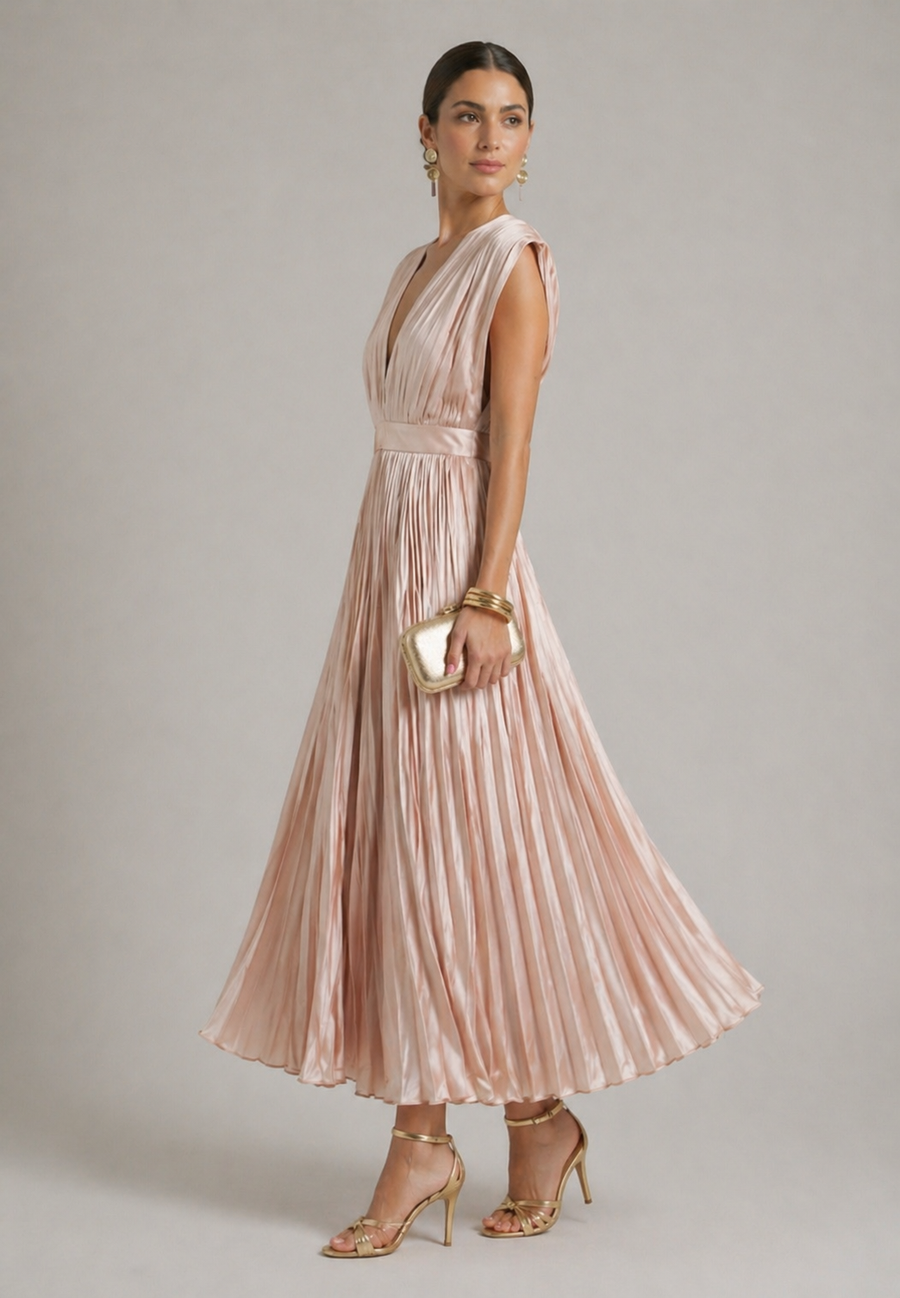 Claire | Timeless Pleated Midi Dress