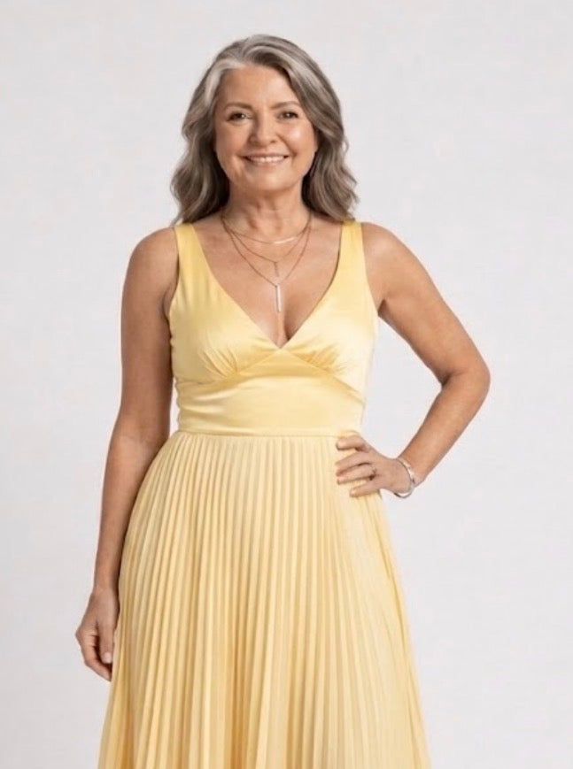 Alexandra | Pleated V-Neck Maxi Dress