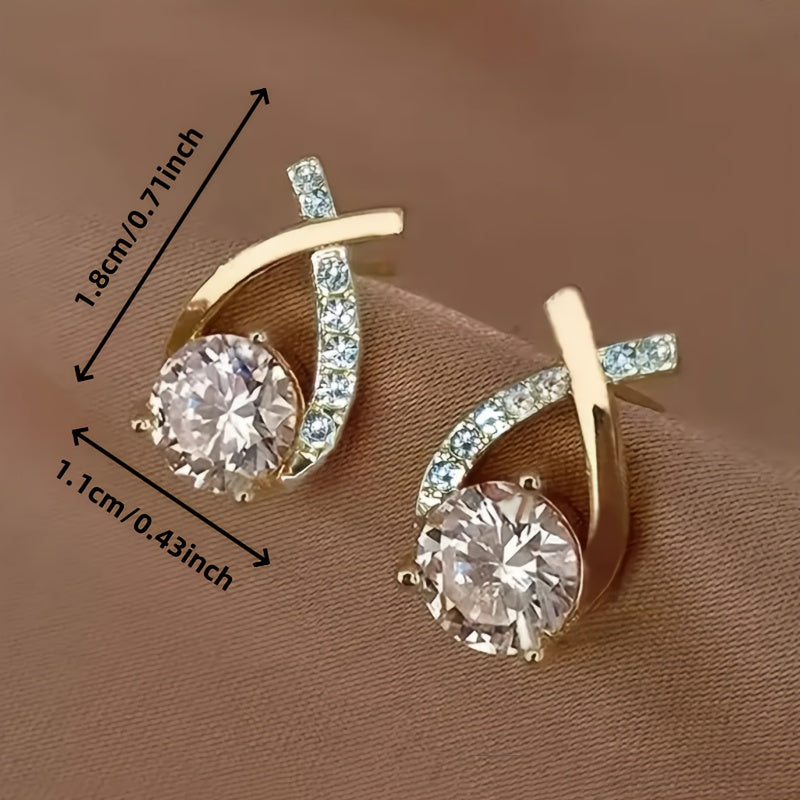Clara | Golden Zirconia Earrings
