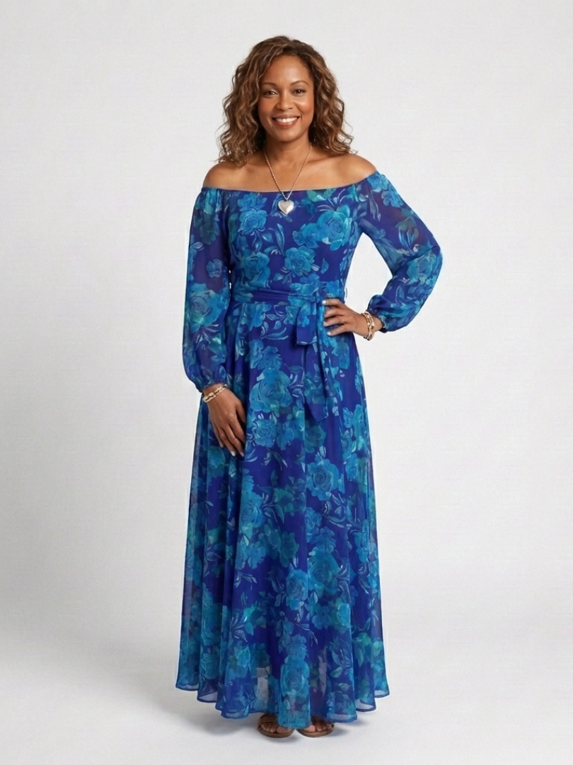 Natalie | Off Shoulder Floral Maxi Dress