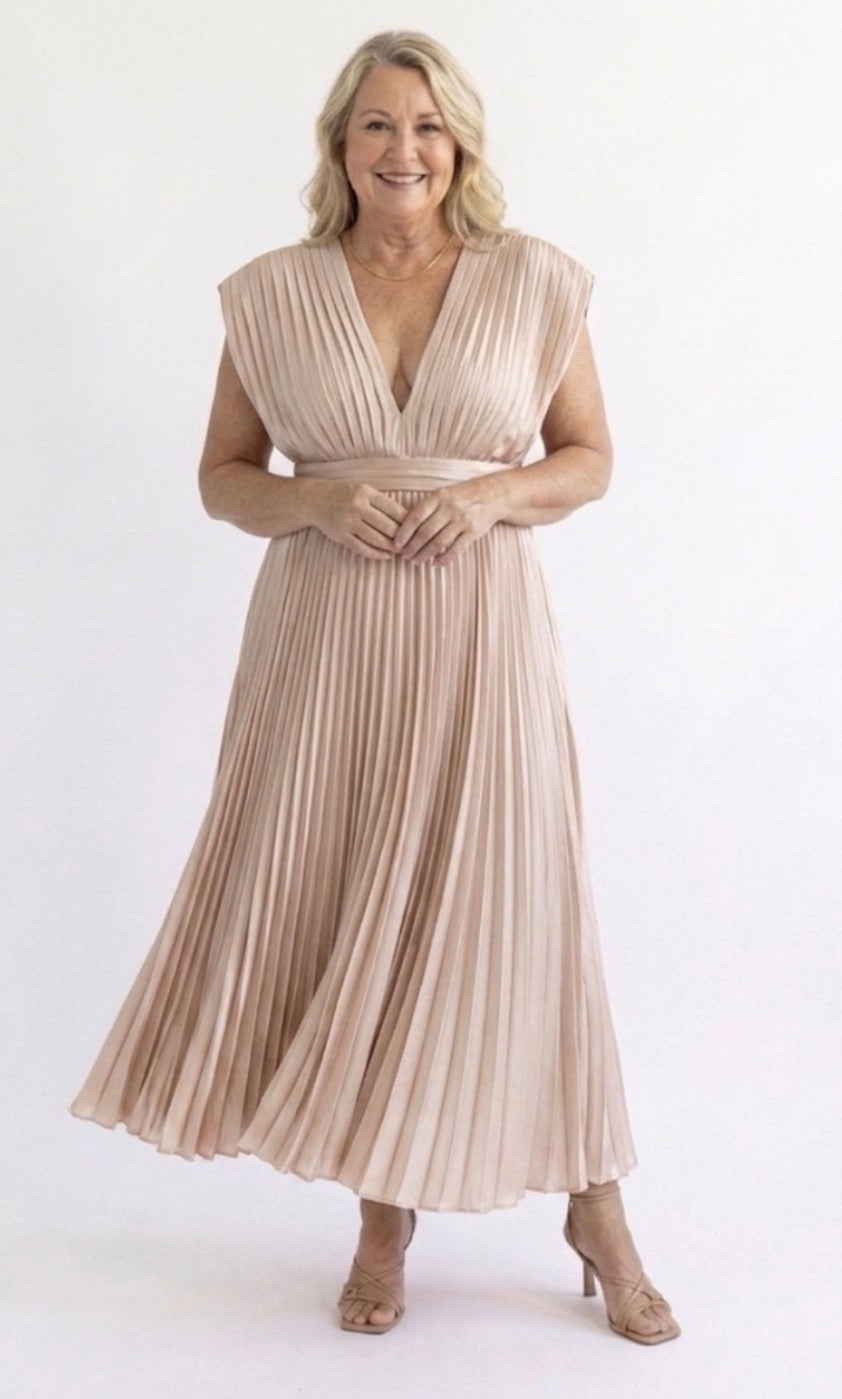Claire | Timeless Pleated Midi Dress