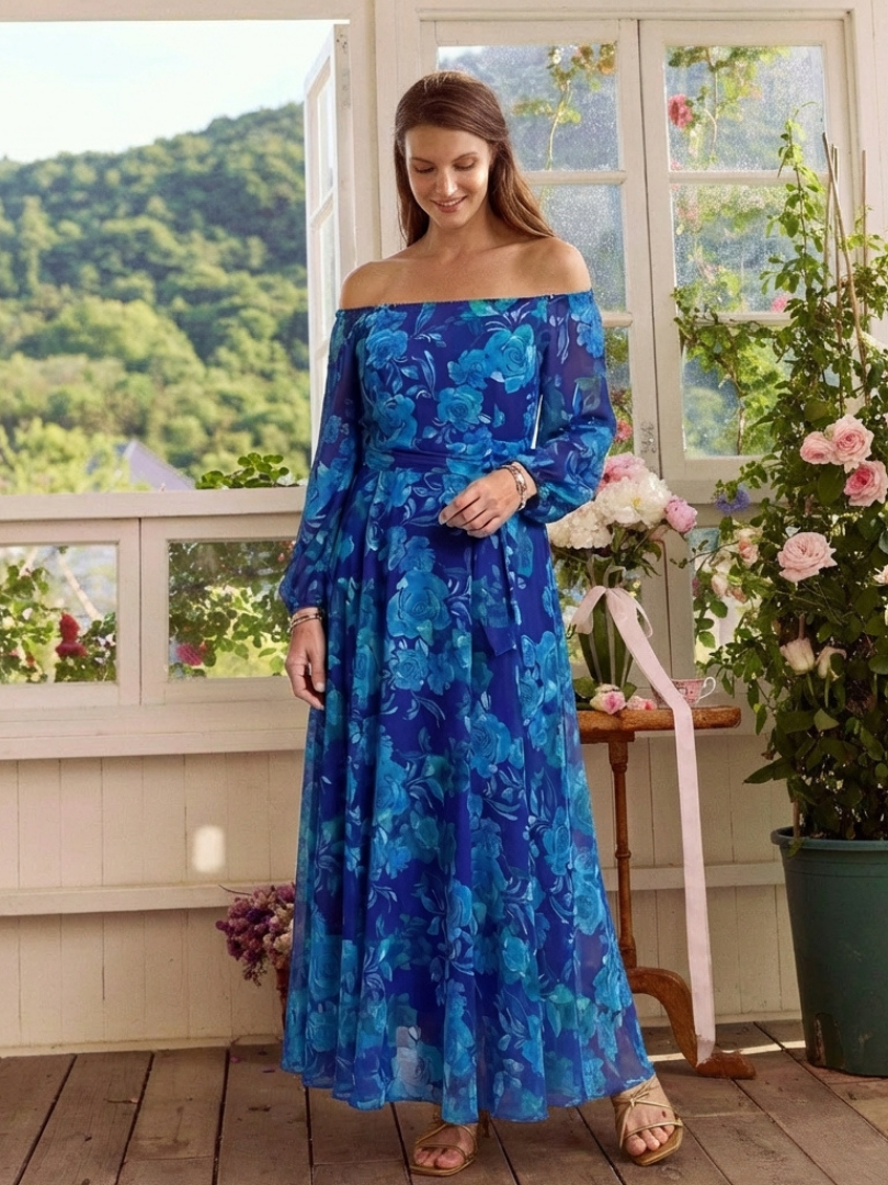 Natalie | Off Shoulder Floral Maxi Dress