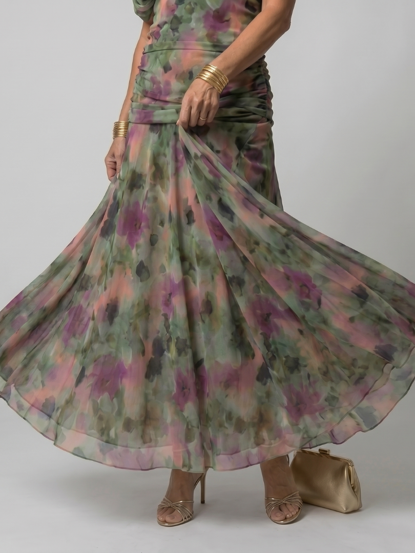Jacqueline | Off Shoulder Flow Midi Dress
