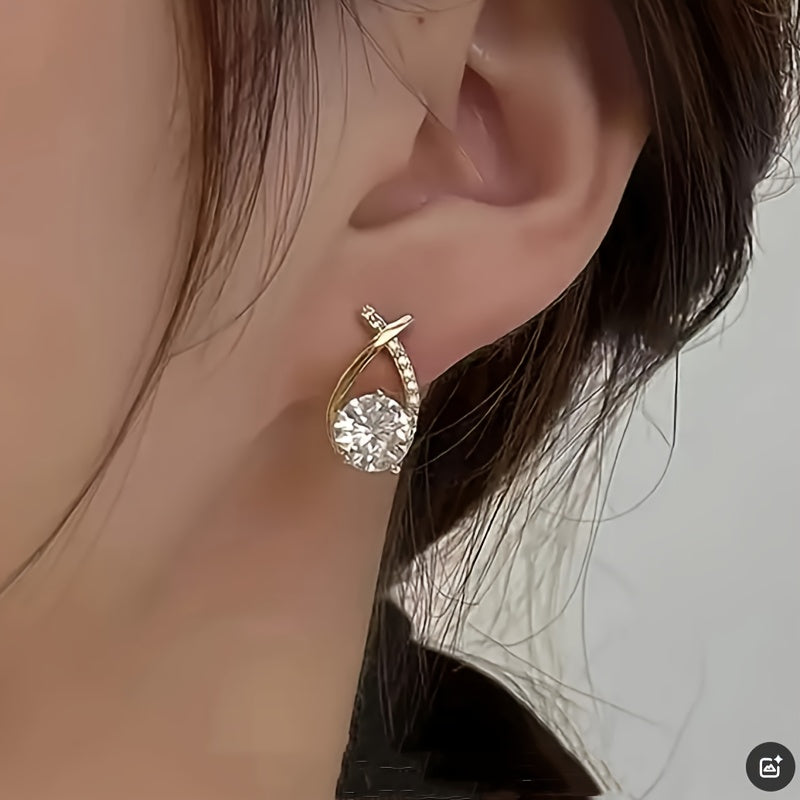 Clara | Golden Zirconia Earrings