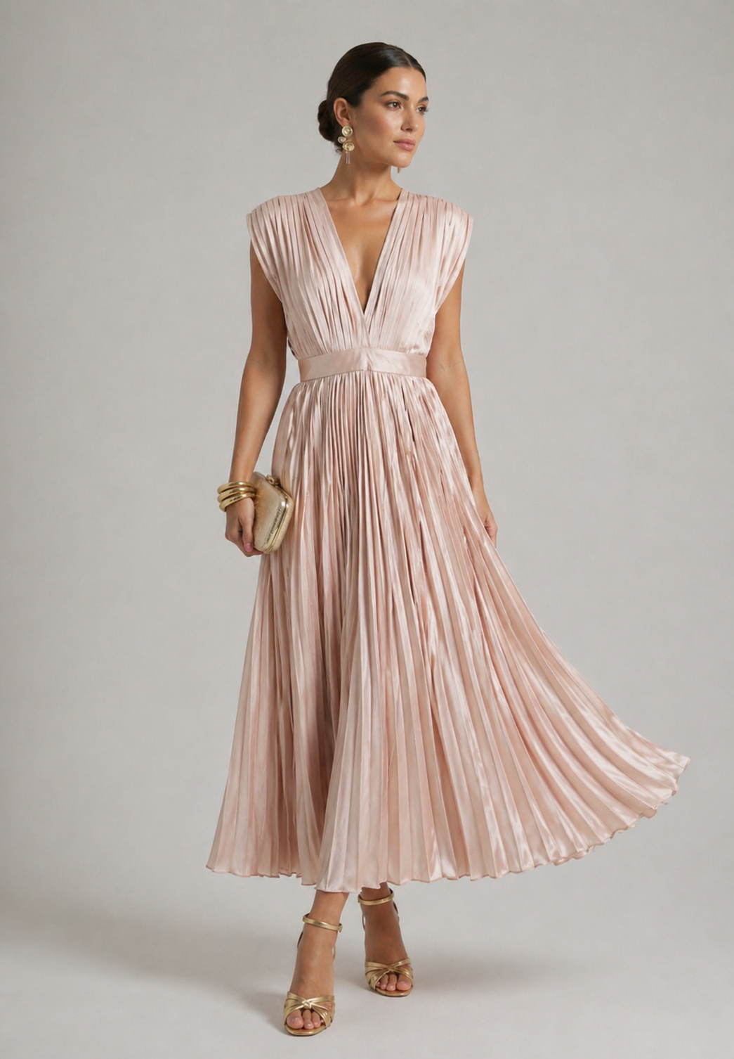 Claire | Timeless Pleated Midi Dress