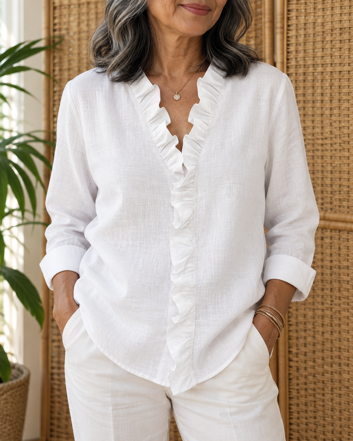 Solange | V-Neck Linen Top