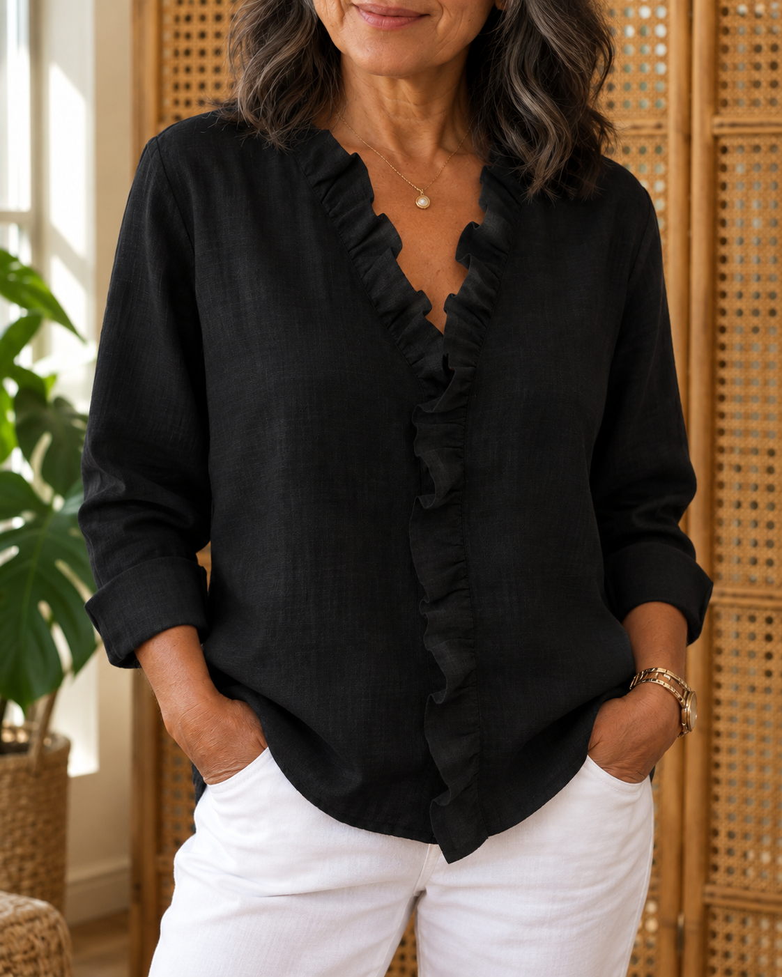 Solange | V-Neck Linen Top