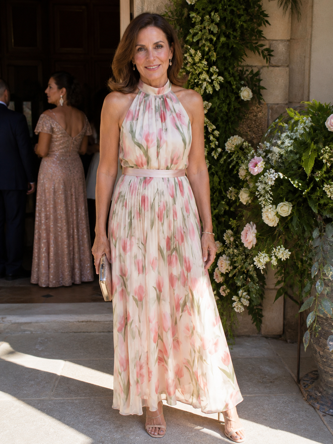 Helen | Halter Neck Floral Midi Dress
