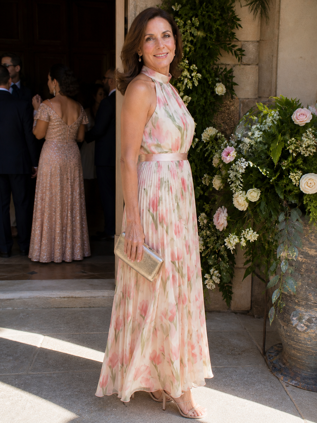 Helen | Halter Neck Floral Midi Dress