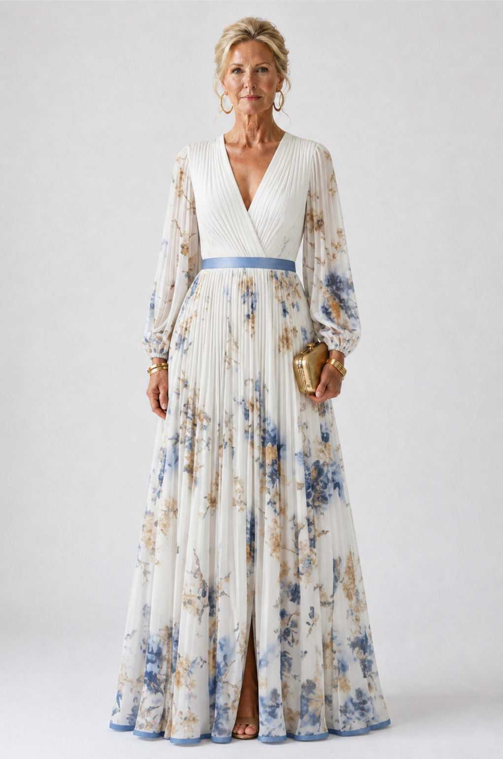 Felicity | Long Sleeve V Neck Floral Maxi Dress
