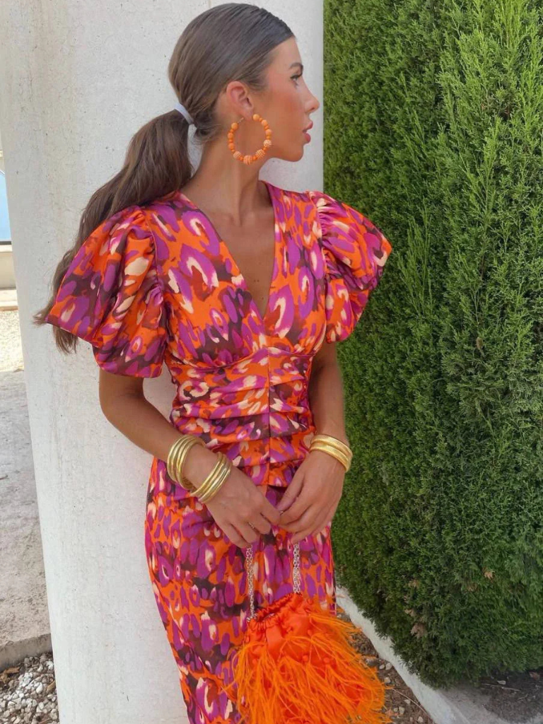 Hannah | Vivid Pleated Midi Dress