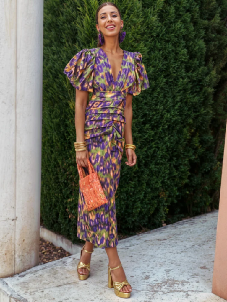 Hannah | Vivid Pleated Midi Dress