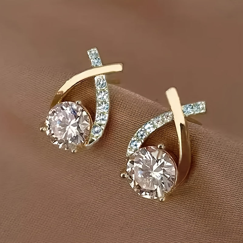 Clara | Golden Zirconia Earrings