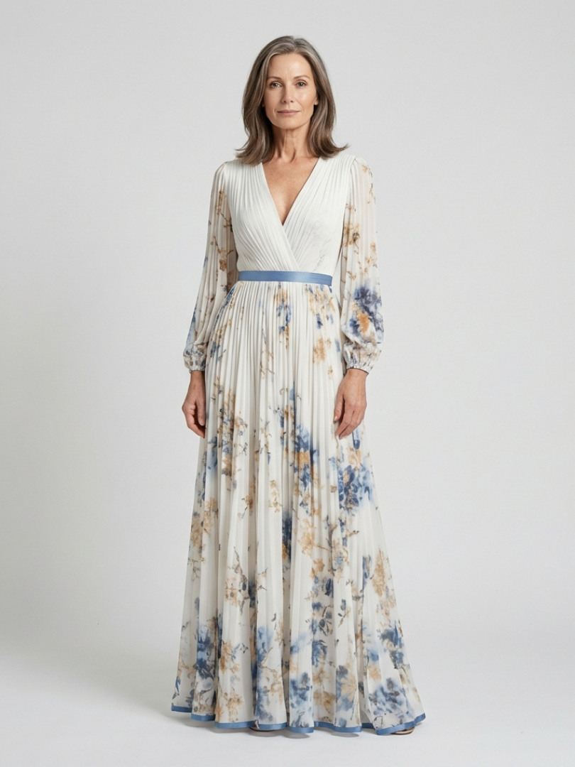 Felicity | Long Sleeve V Neck Floral Maxi Dress