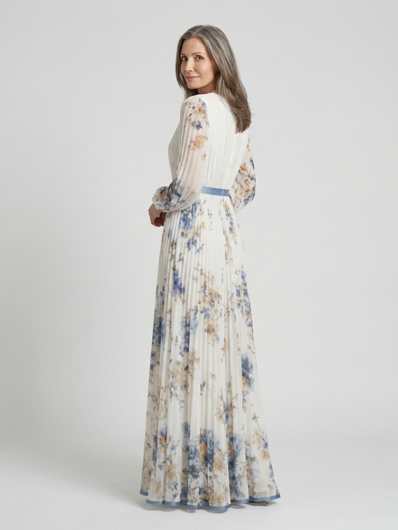 Felicity | Long Sleeve V Neck Floral Maxi Dress
