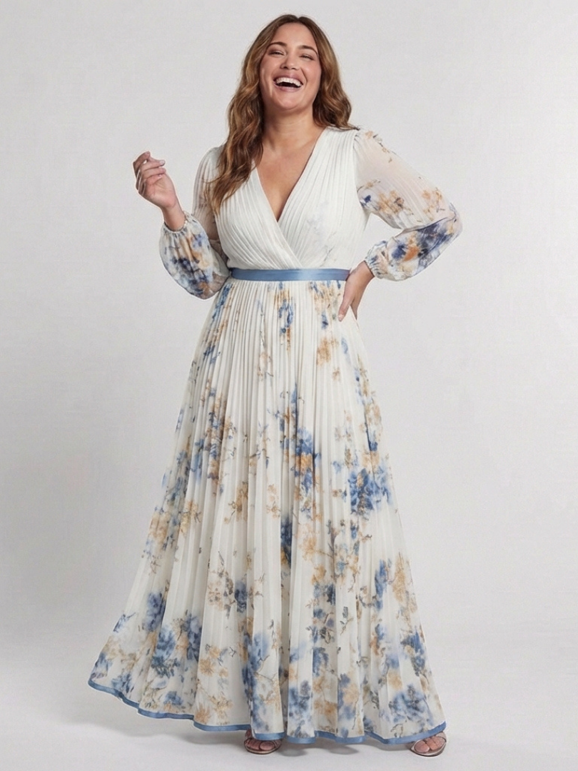 Felicity | Long Sleeve V Neck Floral Maxi Dress