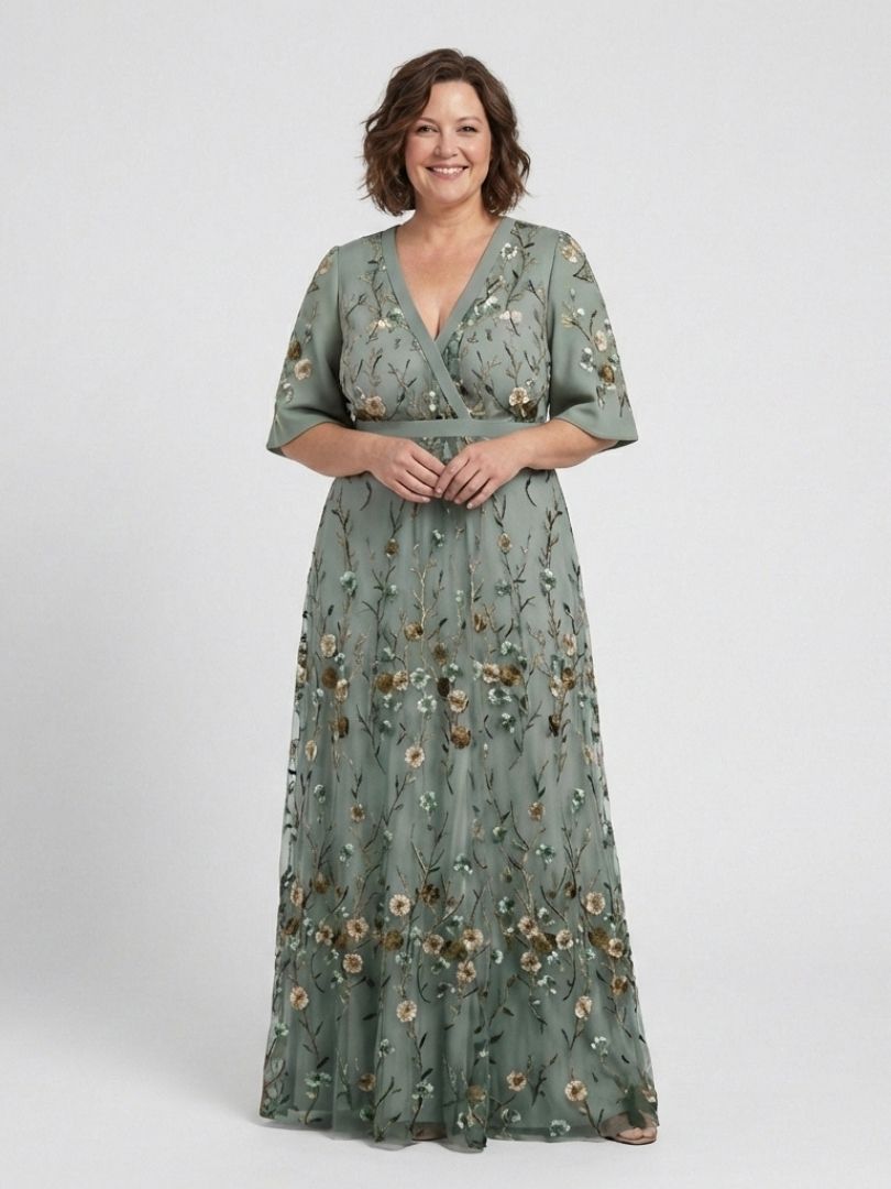 Diana | Floral V Neck Short Sleeve Maxi Dress
