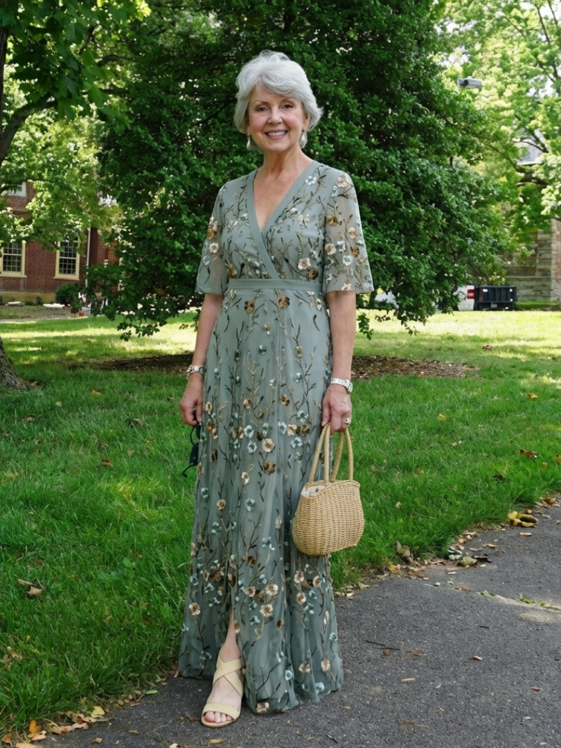 Diana | Floral V Neck Short Sleeve Maxi Dress